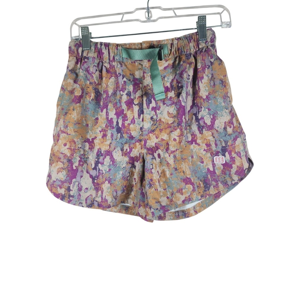 Topo Designs Womens XS Purple Mustard Camo River Shorts Outdoor Hiking Gorpcore